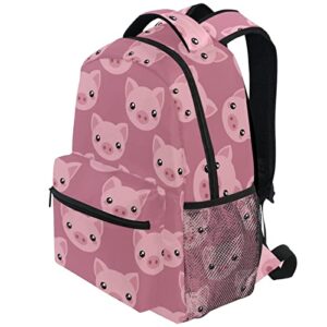 ZZKKO Cartoon Animal Pig School Backpacks Book Bag for Boys Girls Travel Hiking Camping Daypack Work Laptop Backpack Pink