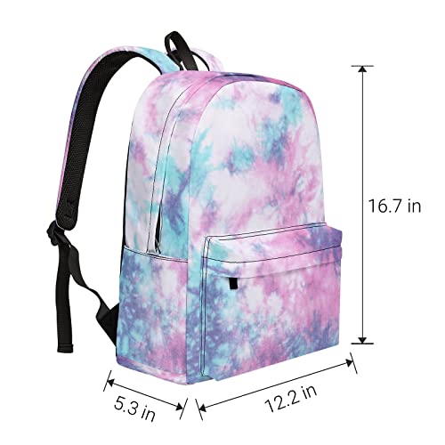 Boys Girl Lightweight Tie Dye Backpack, Big Capacity Bookbag, Fashionable Laptop Daypack for Travel Camping Sport