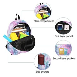 Boys Girl Lightweight Tie Dye Backpack, Big Capacity Bookbag, Fashionable Laptop Daypack for Travel Camping Sport