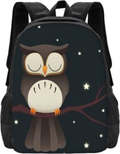 sleepy owl casual backpack school bag laptop travel backpack for men women