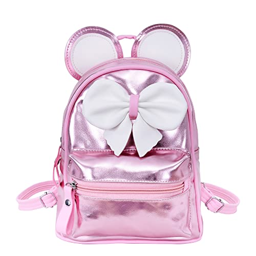 Cloele Mini Toddler Backpack for Girls Waterproof Small Mouse Ears Backpack Purse Lightweight for Girls 2 Years Old Back Pack Kids Mini Travel Bag Bowknot Backpack Pink