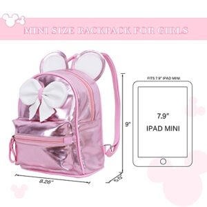 Cloele Mini Toddler Backpack for Girls Waterproof Small Mouse Ears Backpack Purse Lightweight for Girls 2 Years Old Back Pack Kids Mini Travel Bag Bowknot Backpack Pink