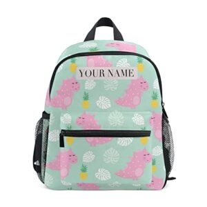 OREZI Custom Kid's Name Toddler Backpack,Personalized Backpack with Name/Text Daycare Bag,Customization (Pink Dinosaur with Pineapple) Nursery Bag Preschool Backpack Baby Diaper Bag, multi 8