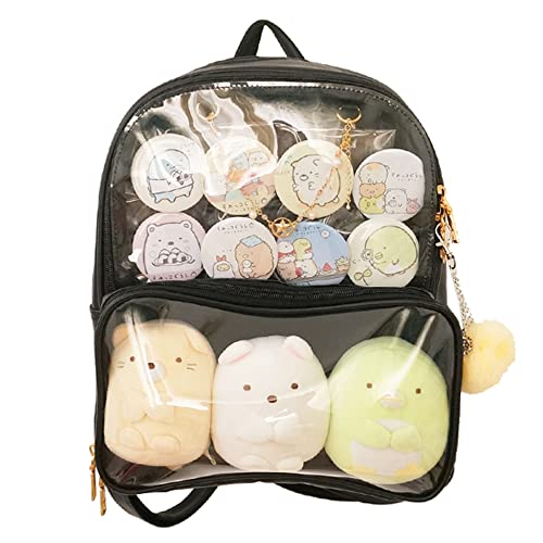 Patty Both Clear Backpack Transparent Ita Bag for Anime Lolita Bag DIY Cosplay(Ita Bag, Black)