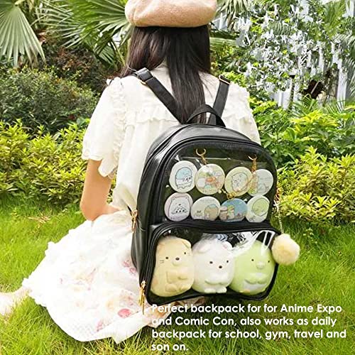 Patty Both Clear Backpack Transparent Ita Bag for Anime Lolita Bag DIY Cosplay(Ita Bag, Black)