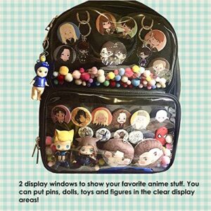 Patty Both Clear Backpack Transparent Ita Bag for Anime Lolita Bag DIY Cosplay(Ita Bag, Black)