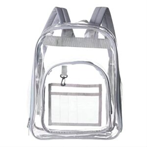 skycco large clear backpack stadium approved 16.5”x12.9”x6.7”,heavy-duty pvc backpack (grey) (sum511)