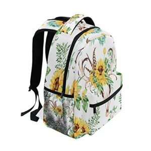 AUUXVA Sunflower Plant Cow Skull 16 Inches Laptop Backpack for School Boys Girls Women Kids Student Bookbag Shoulder Bag Daypack for College Travel Work