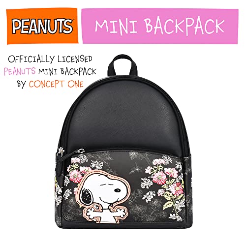 Concept One Peanuts Snoopy Mini Backpack, Small Bookbag, Black