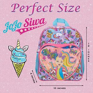 AI ACCESSORY INNOVATIONS Jojo Siwa Mini Backpack PURSE for Girls, Confetti Heart Shaped Pocket, Unicorn Print, 12” Bookbag w/Adjustable Straps