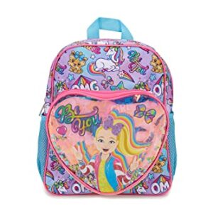 AI ACCESSORY INNOVATIONS Jojo Siwa Mini Backpack PURSE for Girls, Confetti Heart Shaped Pocket, Unicorn Print, 12” Bookbag w/Adjustable Straps