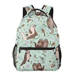 theend student backpacks 15.6 inch laptop otters print student school book bag travel hiking camping daypack