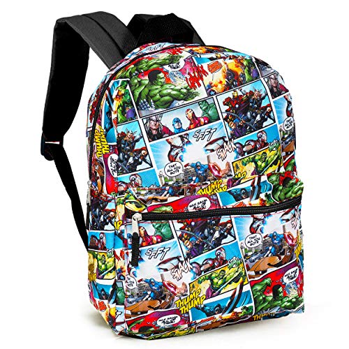 Avengers Backpack with Lunch Bag - Bundle with Avengers Backpack for Boys 8-12, Avengers Lunch Box, Water Pouch, Stickers, More | Avengers School Backpack