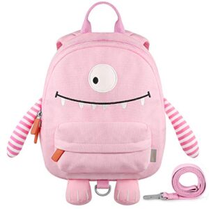 gagaku mini toddler backpack for girls 2-5 years, anti-lost preschool backpack with leash – pink