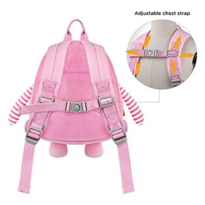 GAGAKU Mini Toddler Backpack for Girls 2-5 Years, Anti-Lost Preschool Backpack with Leash - Pink