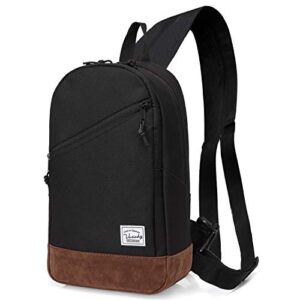 vaschy sling bag for men women, small backpack crossbody man shoulder bag purse chest bag for travel hiking black