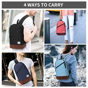 VASCHY Sling Bag for Men Women, Small Backpack Crossbody Man Shoulder Bag Purse Chest Bag for Travel Hiking Black