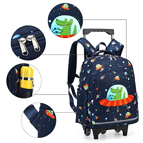 CAMTOP Rolling Backpack With Matching Lunch Bag Kids Luggage Carry On Girls Boys School Bookbags Wheeled Backpack Set