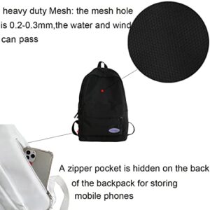 HunterBee Large Mesh Backpack See Through College Student Bag for Girls Boys Semi-Transparent Clear Net Netting Bookbag with Padded