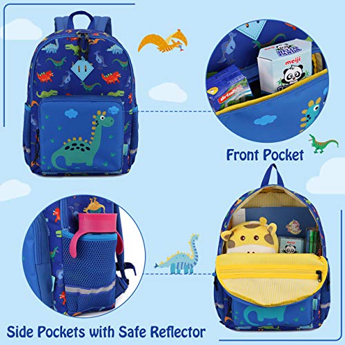 Kids Backpack,VONXURY Cute Lightweight Toddler Preschool Backpack for Little Boys Girls with Chest Buckle,Blue Dinosaur