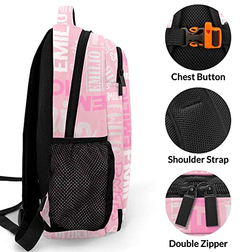 ZAACUSTOM Fashion Waterproof Personalized Book Bag with Name, Polyester Custom Bookbag Elementary School Backpack, Customize School Bag Back Pack for Girls Boys Kids with Adjustable Shoulder Straps