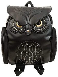 hyy black girls pu leather owl cartoon backpack fashion casual satchel school purse