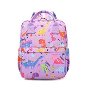 THE Crafts Cute Toddler Preschool Backpack Dinosaur Unicorn School Book Bag for Girls, Boys, Kids, Kindergarten Nursery Travel Bag with Chest Strap(Purple Dinosaur)