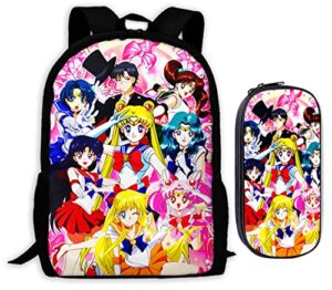 sulikehz 2pcs anime backpack cartoon laptop backpack travel daypack m2