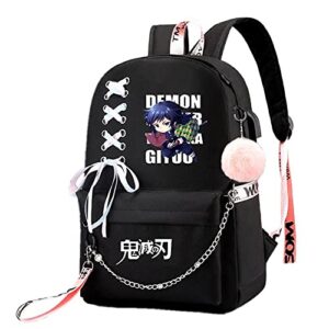 isaikoy anime demon slayer backpack bookbag daypack school bag shoulder bag style a16
