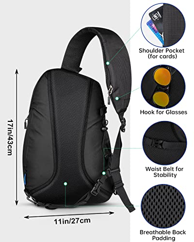 WATERFLY Small Hiking Sling Bag: Lightweight Sports Crossbody Backpack Over Shoulder Daypack Casual Cross Body Chest Side Pack for Man Woman