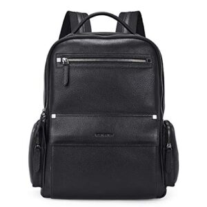bostanten men leather backpack 15.6” laptop backpack travel business office bag large capacity college