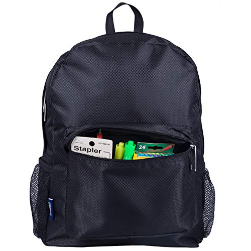 Wildkin Kids 16 Inch Backpack for Boys and Girls, Ideal Size for Kindergarten, Elementary, and Middle School, Perfect for School and Travel, 600 Denier Polyester, BPA-Free (Rip-Stop Black)