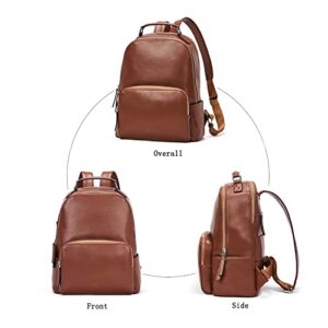 BOSTANTEN Genuine Leather 13 inch Laptop Backpack for Women Computer Bag Travel Large College Shoulder Bag