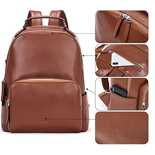 BOSTANTEN Genuine Leather 13 inch Laptop Backpack for Women Computer Bag Travel Large College Shoulder Bag