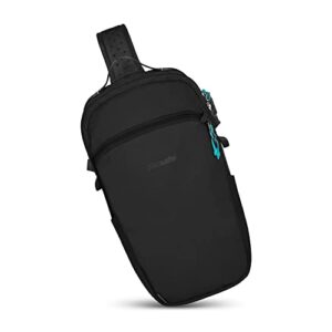 pacsafe eco 12l anti theft sling backpack, econyl black