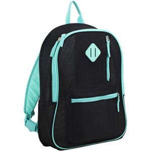 eastsport active semi transparent soft comfortable mesh backpack, black/turquoise one size