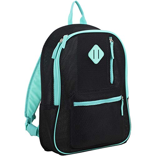 Eastsport Active Semi Transparent Soft Comfortable Mesh Backpack, Black/Turquoise One Size