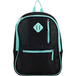 Eastsport Active Semi Transparent Soft Comfortable Mesh Backpack, Black/Turquoise One Size