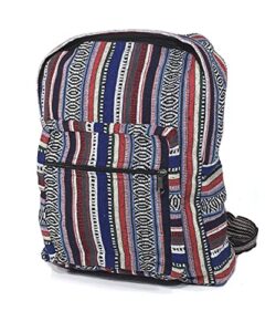 unisex blue woven cotton ethnic hippie backpack or daypack by original collections