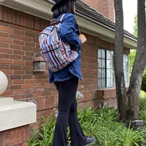 Unisex Blue Woven Cotton Ethnic Hippie Backpack or Daypack By Original Collections