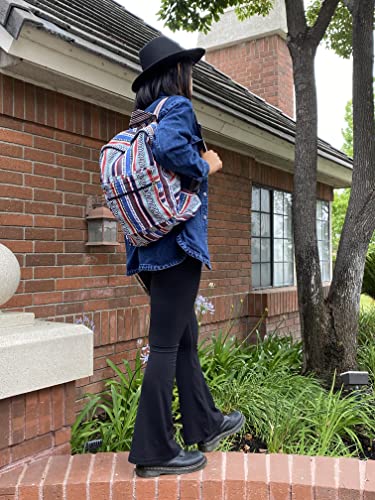 Unisex Blue Woven Cotton Ethnic Hippie Backpack or Daypack By Original Collections