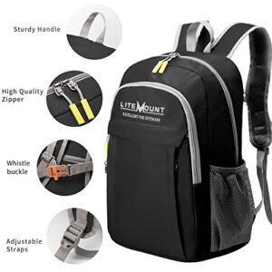 LITEMOUNT 35L Lightweight Backpack, Packable Backpack, Hiking Backpack, Foldable Backpack, Small Travel Backpack, Outdoor Daypack, Ultra-light Backpack For Women & Men (Black)