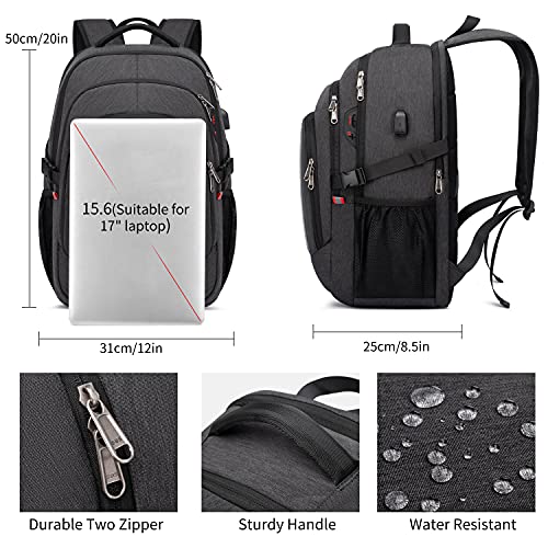 CAFELE Backpack,Large 17.3in Durable Travel Laptop Backpack, College Backpack, RFID Anti Theft Pocket Big Business Computer Bag,Water Resistant School Bookbag for Teens Men Women,Gifts Grey