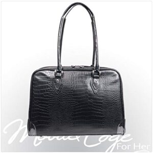 mobile edge women’s black, milano 15.4 inch business laptop handbag faux croc, soft poly-suede lining protection, memc1s