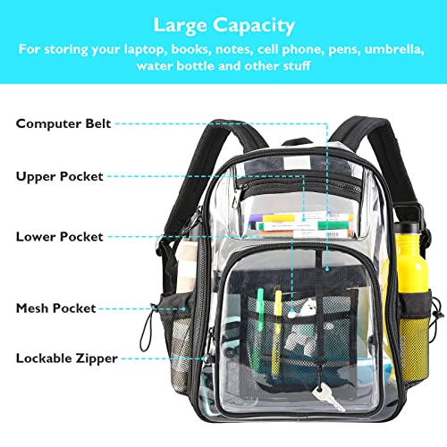 Heavy Duty Clear Backpack Heavy Duty Clear Bookbags School Stadium Approved TPU Transparent Bag for Work Security Sports XL