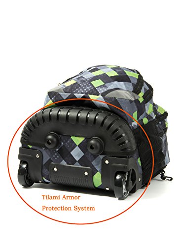 Tilami Rolling Backpack Armor Luggage School Travel Book Laptop 18 Inch Multifunction Wheeled Backpack for Kids and Students