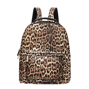 daisy rose backpack travel bag for work, school, airplane flights & camping, pu vegan leather – leopard