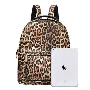 Daisy Rose Backpack Travel Bag for Work, School, Airplane Flights & Camping, PU Vegan Leather - Leopard