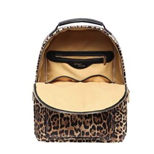 Daisy Rose Backpack Travel Bag for Work, School, Airplane Flights & Camping, PU Vegan Leather - Leopard