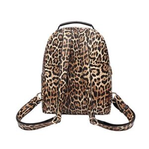 Daisy Rose Backpack Travel Bag for Work, School, Airplane Flights & Camping, PU Vegan Leather - Leopard